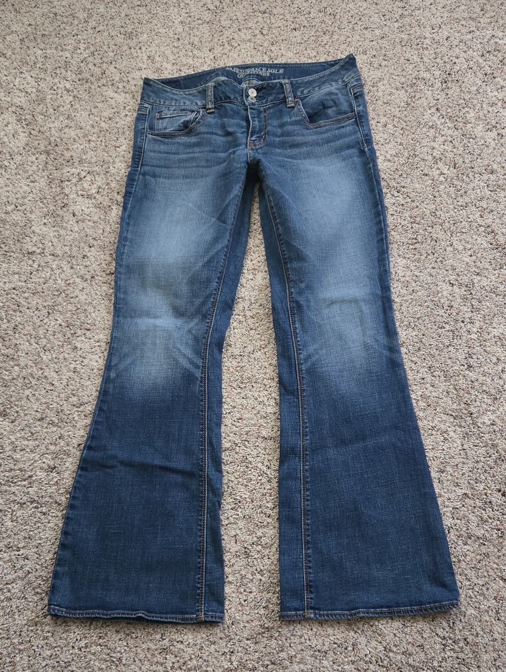 Am. Eagle StretchArtist Blue Big Flare Bottom Jeans Size 10 Y2K AEO Hippy Chic